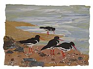 oyster catchers: tablemats and coasters from original collage